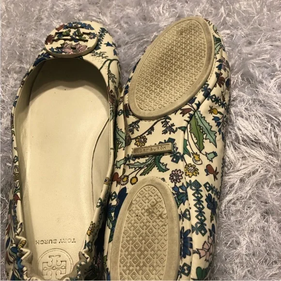 Tory Burch Floral Cream Ballet Flats - Picture 6 of 7